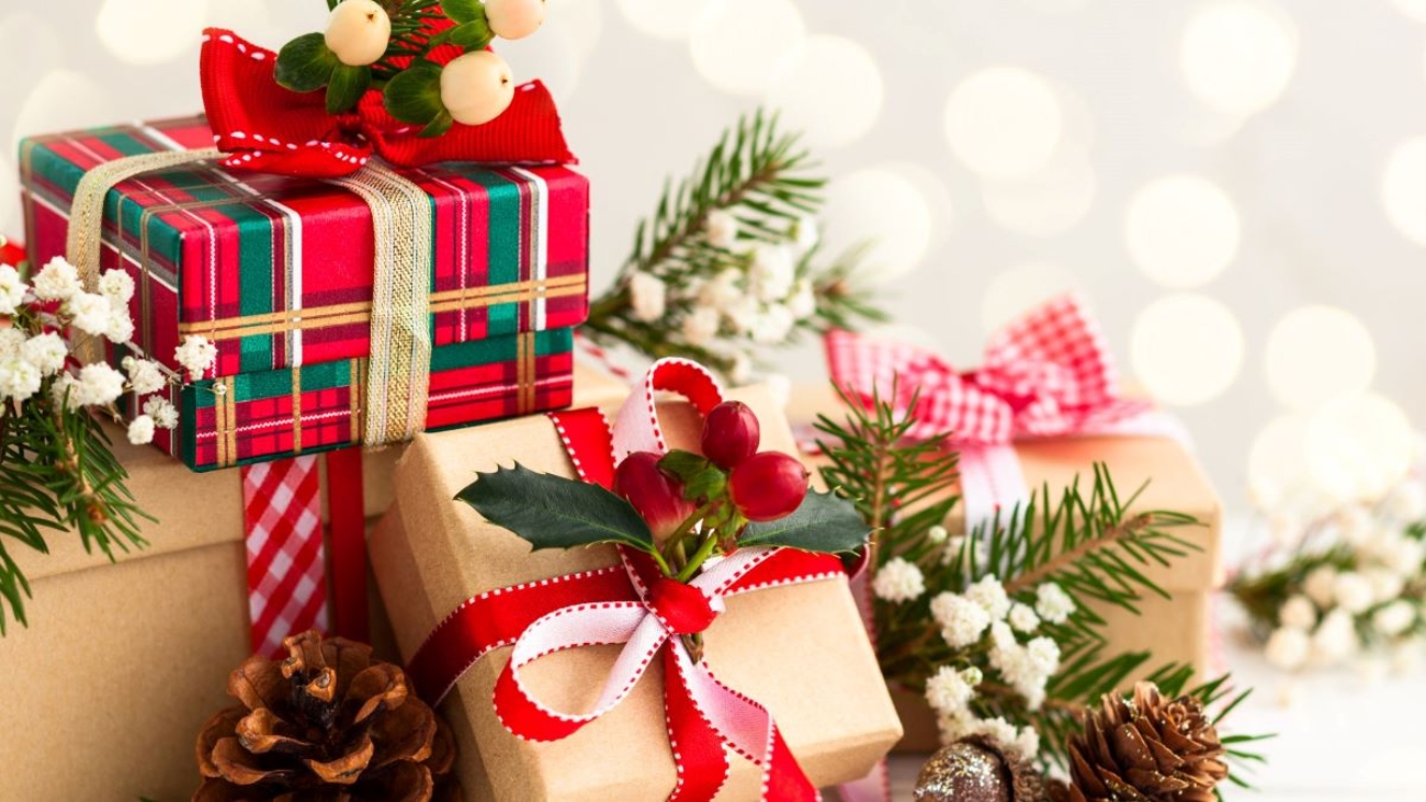 A photo showing christmas gifts